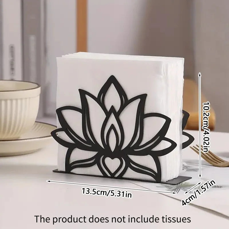 porte serviettes fleur lotus moderne noir blanc clips salle manger cuisine élégant métal utilisation