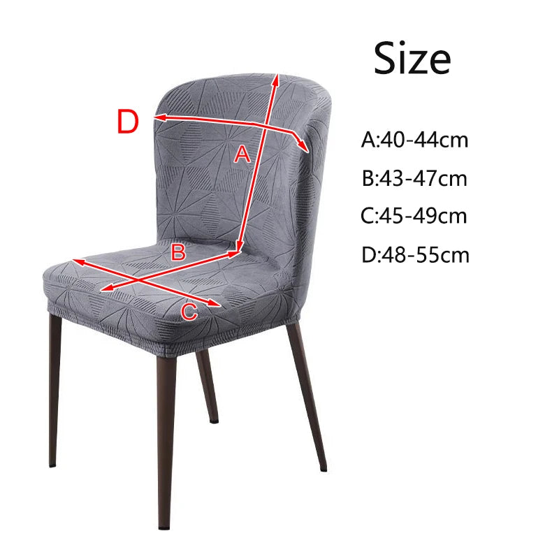 housse chaise moderne polyester imprimé géométrique bleu gris rose anti poussière fixations métal