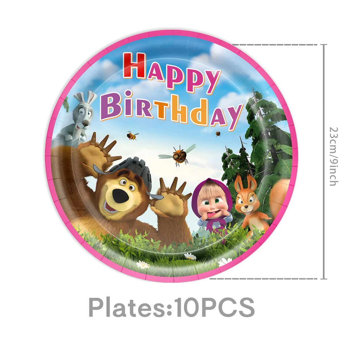 ensemble vaisselle jetable masha ours assiettes gobelets serviettes anniversaire enfant cartoon