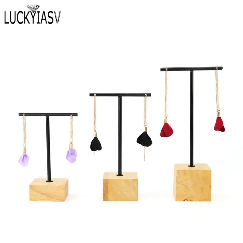présentoir bijoux barre velours métal inoxydable boucles d'oreilles clips strass moderne élégant argent bleu