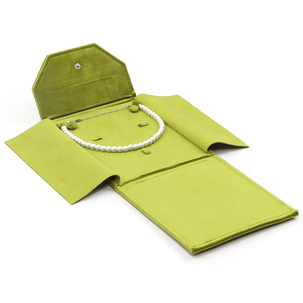porte bijoux velours vert bleu gris rose rouge classique collier portable sac rangement