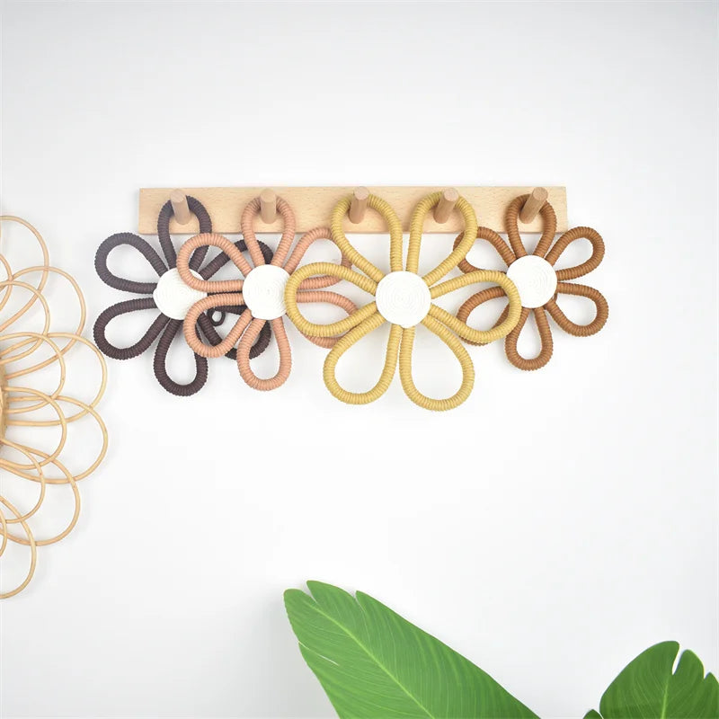 coasters tissus fleurs spirales moderne artisanal gris foncé marron clair beige rose pâle