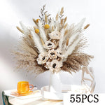 décoration boho bouquet fleurs séchées pampas roses artificielles anniversaire mariage