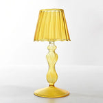 lampe table transparente moderne élégante texture ondulée jaune décoration maison bougeoir