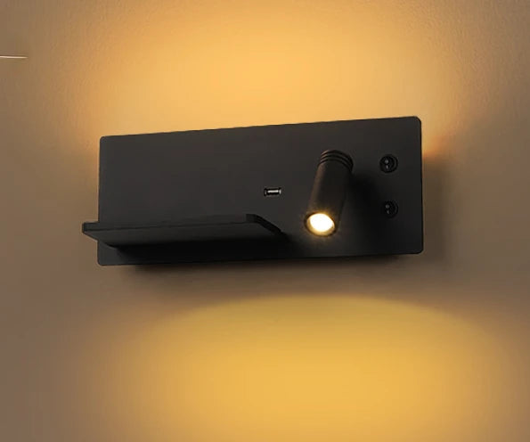 applique murale led moderne recharge sans fil étagère orientable chambre coucher minimaliste blanc noir