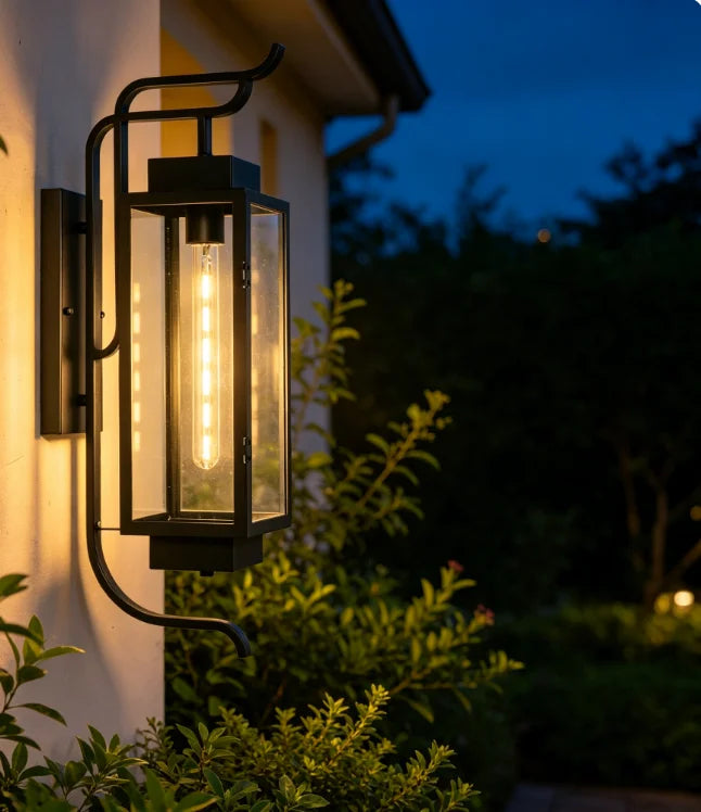 lampe murale classique transparente noir ip55 fer éclairage maison e27