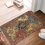 tapis ethnique traditionnel rouge bleu beige antidérapant intérieur extérieur doux porte sol cuisine