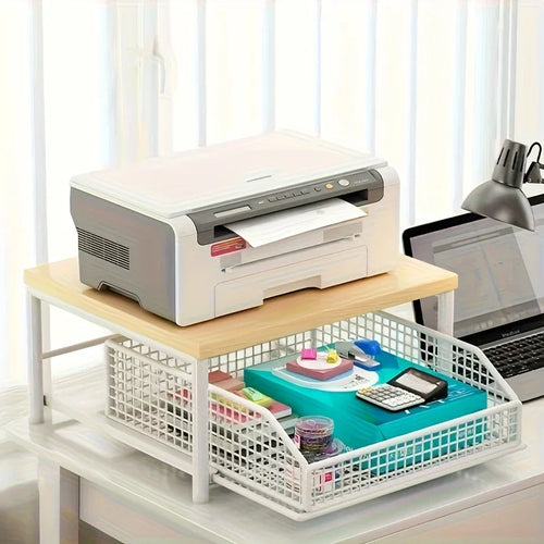 meuble rangement bois blanc tiroir panier métal petit organisateur moderne compact