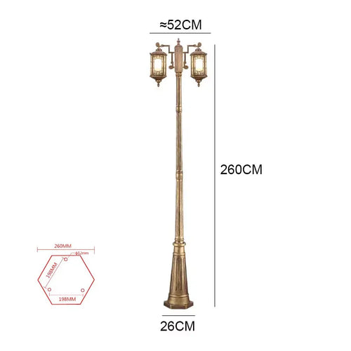 Lampadaire élégant classique vintage éclairage public extérieur ip65 aluminium noir or motifs ajourés led