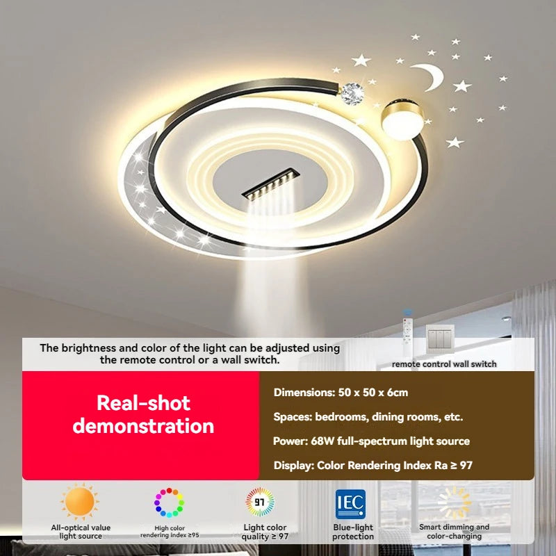 lampe moderne étoiles blanc noir spots télécommande dimmable minimaliste acrylique métal