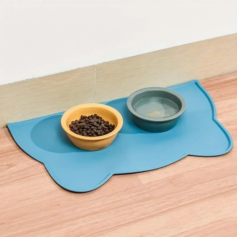 tapis alimentation animaux compagnie silicone antidérapant imperméable lavable moderne tête chat motifs