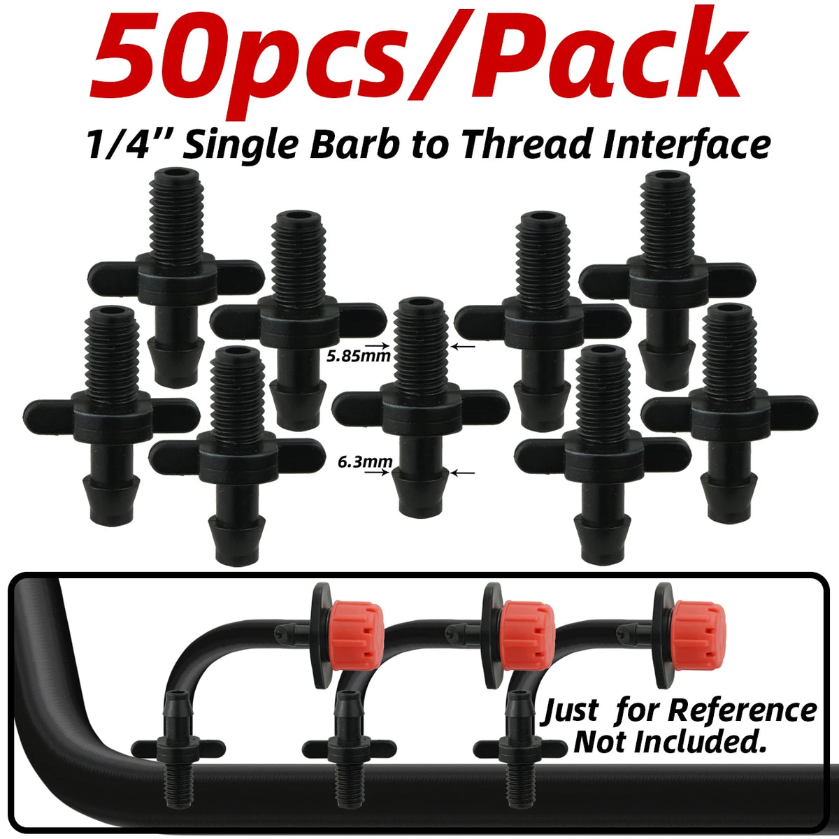 connecteurs irrigation tuyaux 4mm 6.2mm noir rondelles rouges pratique robuste jardinerie fleur