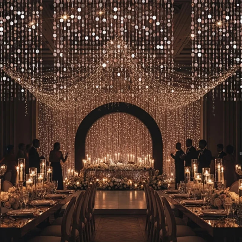 rideau paillettes argent blanc brillant decoration mariage anniversaire noel glamour