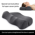 oreiller cervical ergonomique mousse mémoire forme gris texturé surface mat incurvé