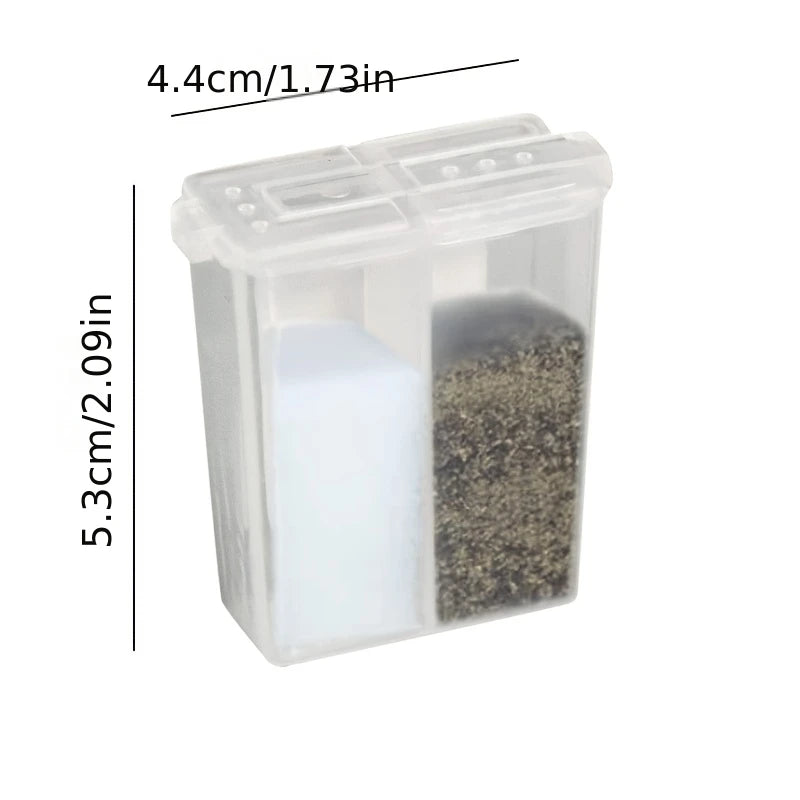 shaker épices transparent compartiments sel poivre barbecue cuisine portable pratique compact