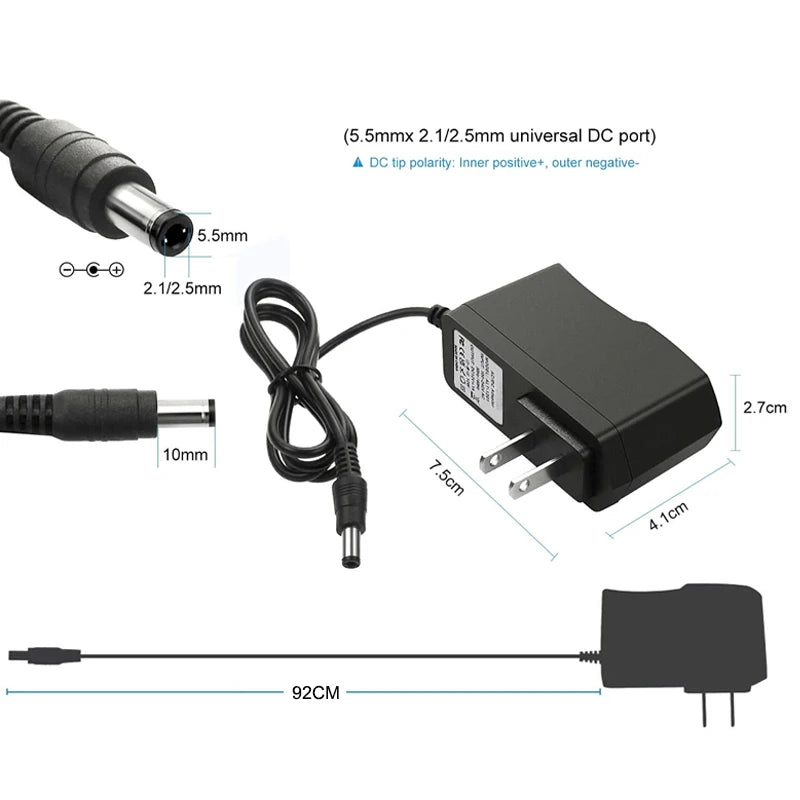 chargeur universel 12v 1a noir prise eu us mat moderne câble 92cm abs certifié