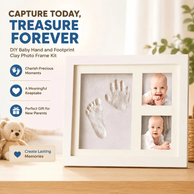 cadre photo mural blanc classique empreintes main pied photographies souvenir naissance
