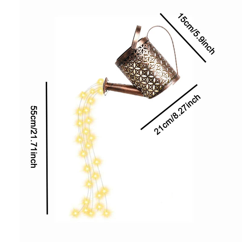 lampes solaires decoratives arrosoir bronze lumiere jaune ajourée rustiqueextérieur led ip65