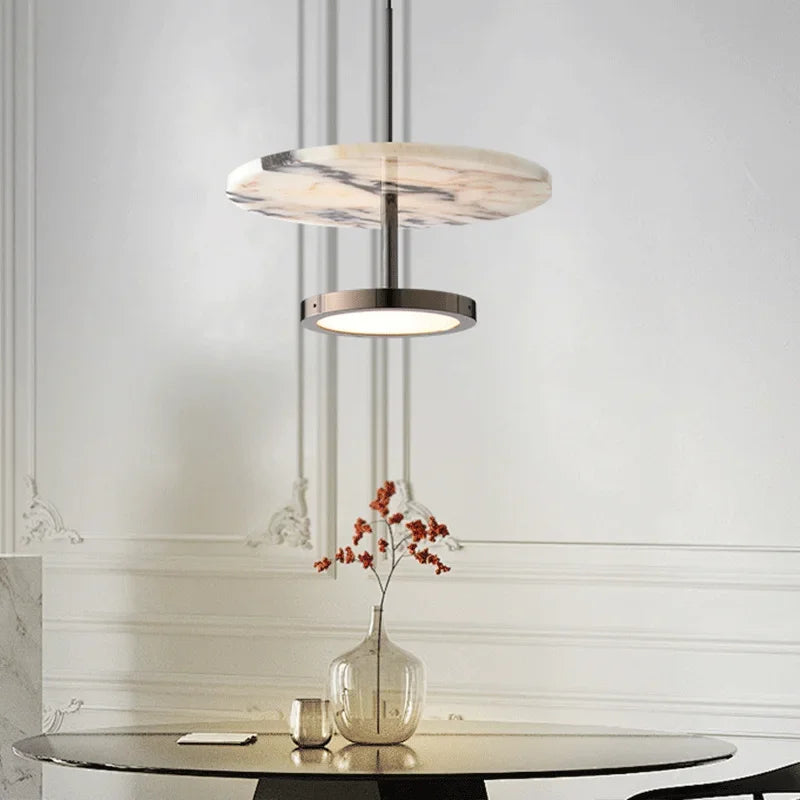 Suspension lumineuse marbre moderne blanc gris noir salon chambre led pendentif Pierre