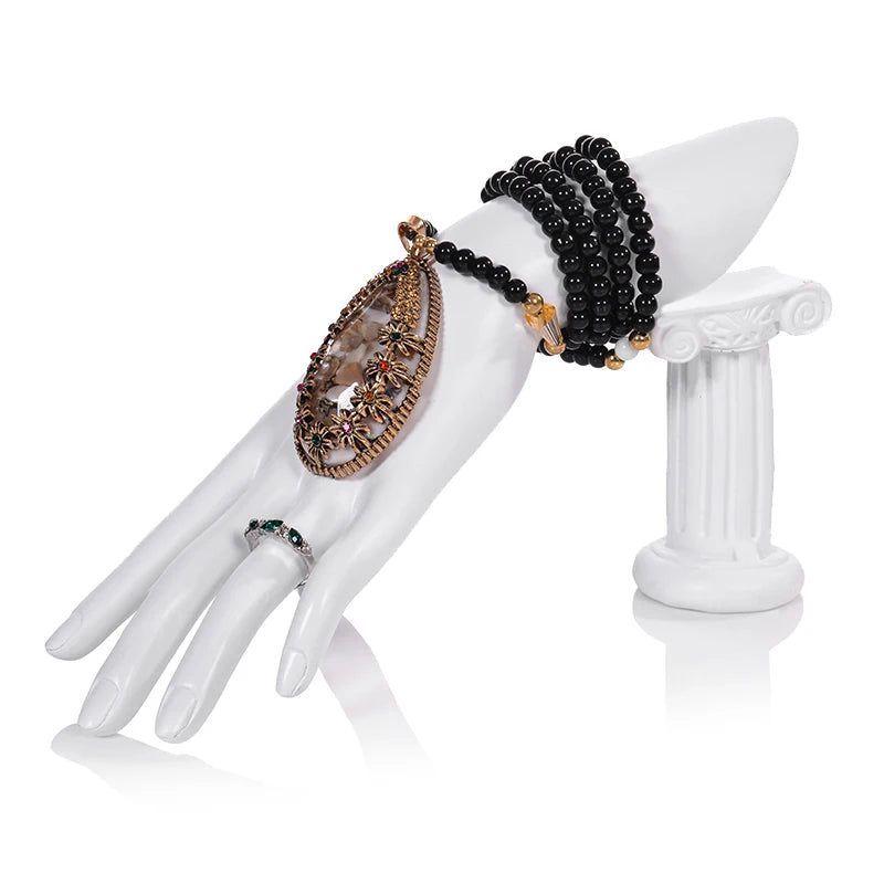 présentoir bijoux mannequin main résine support collier boucles oreilles bracelet bague décoration magasin blanc