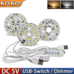 plaque led diy 5w 10w 5v dimmable cable usb blanc moderne circulaire diodes intégrées