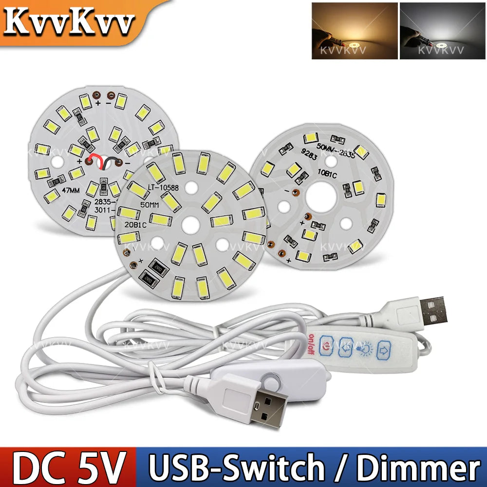 plaque led diy 5w 10w 5v dimmable cable usb blanc moderne circulaire diodes intégrées