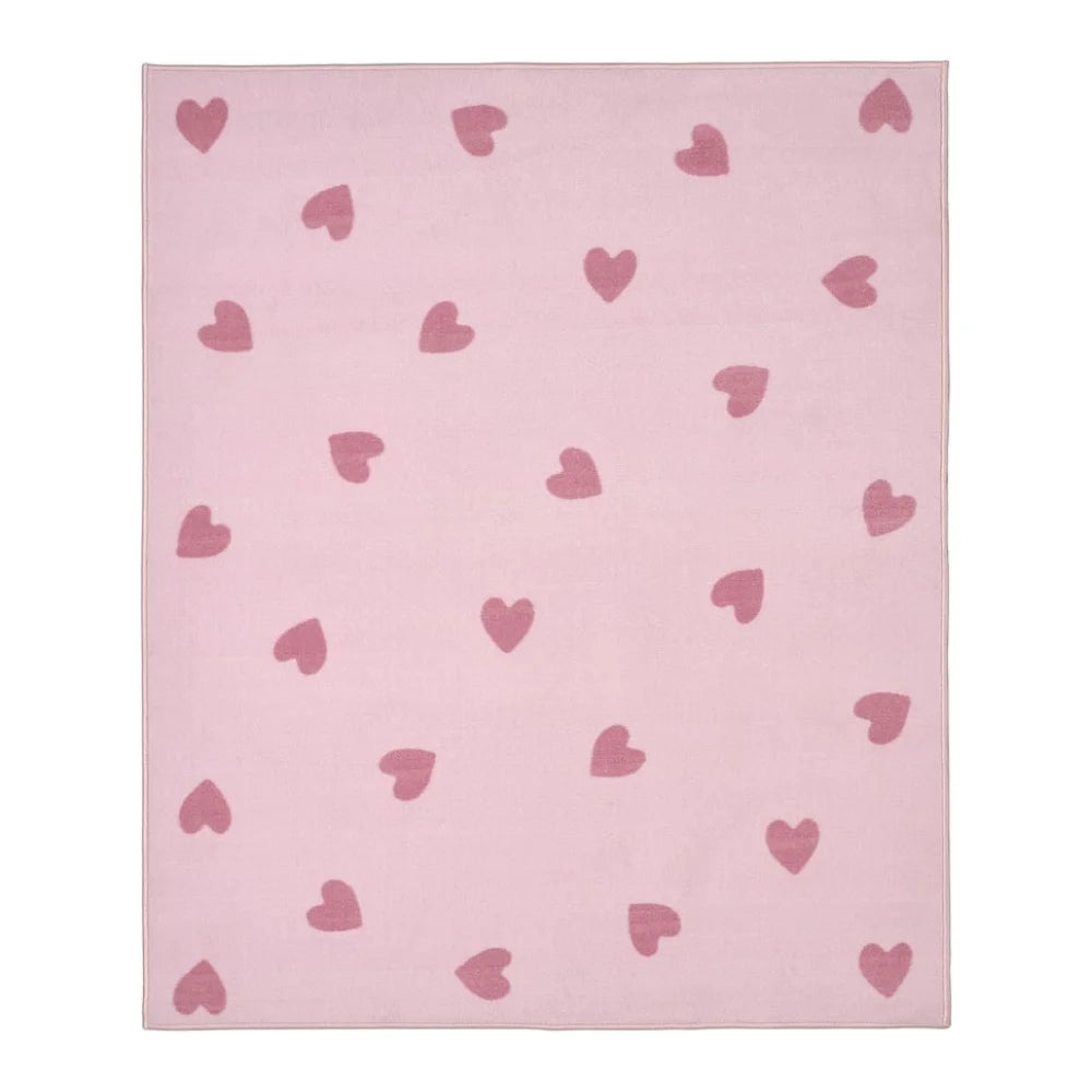 tapis rose coeurs moderne doux peluche lavable chambre salon enfants decoration maison