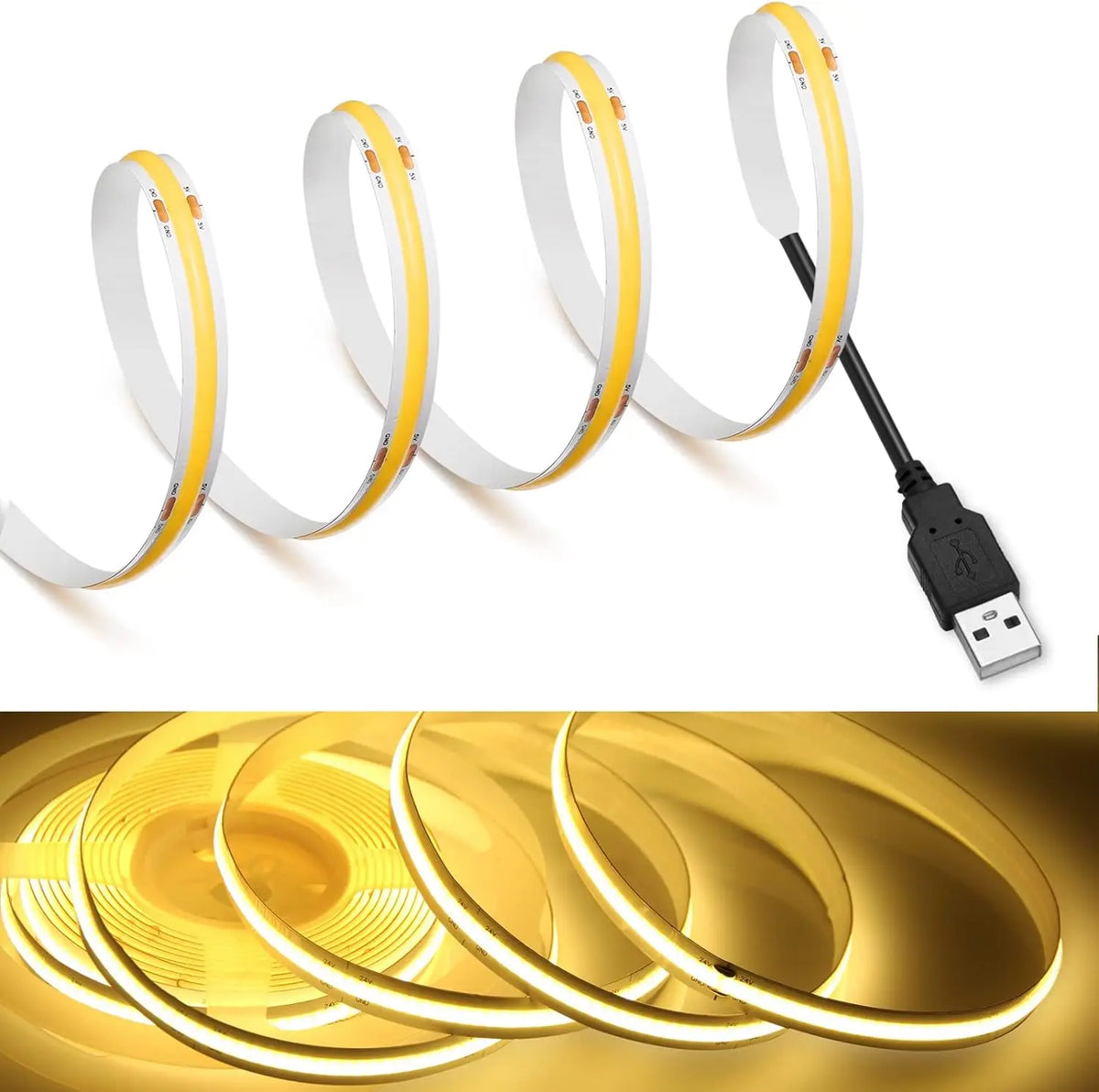 ruban led flexible blanc adhésif usb moderne encoche coupable interrupteur télévision déco chambre
