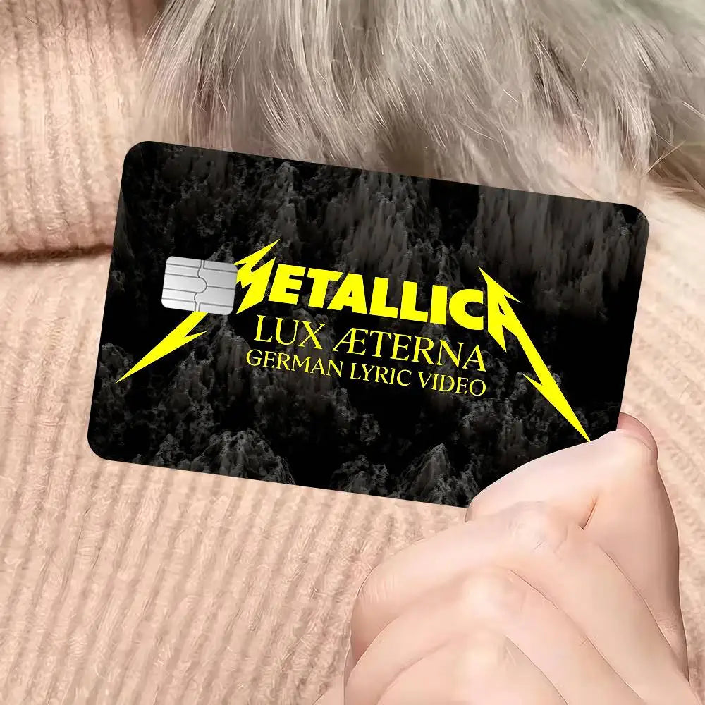 autocollants graphiques metallica cartes bancaires réutilisables waterproof noir rouge bleu