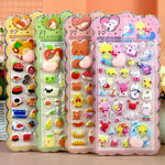 autocollants 3D animaux mignons fruits gâteaux nuages coeurs kawaii adhésifs