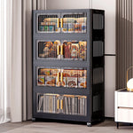 rangement modulaire pliable noir moderne roulettes grilles rangement amovibles
