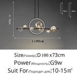 suspension lumineuse moderne noir boules transparentes scandinave chaînes suspendues interrupteur poussoir lumière salon cuisine