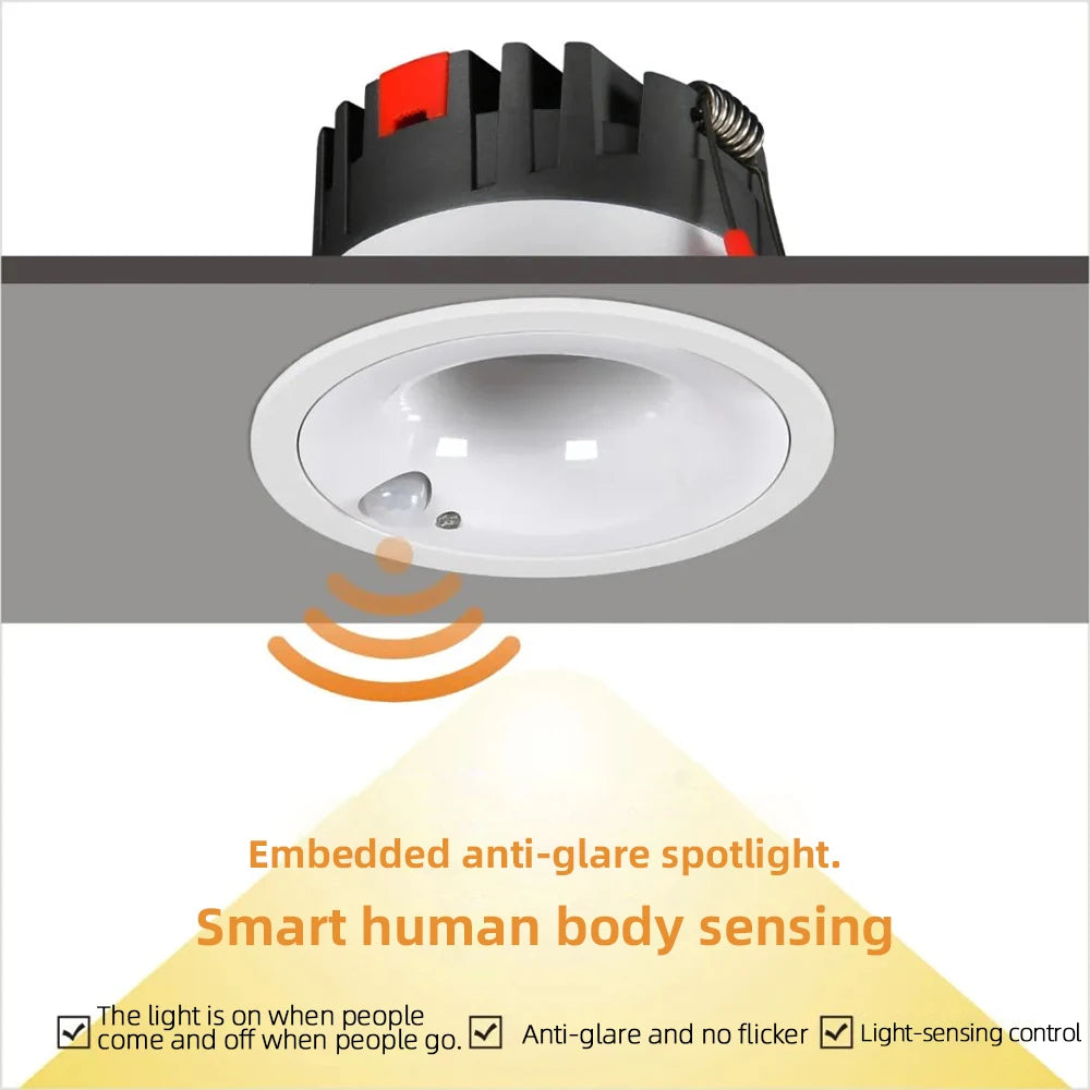 plafonnier led encastrable rond blanc capteur mouvement moderne salon cuisine couloir intérieur