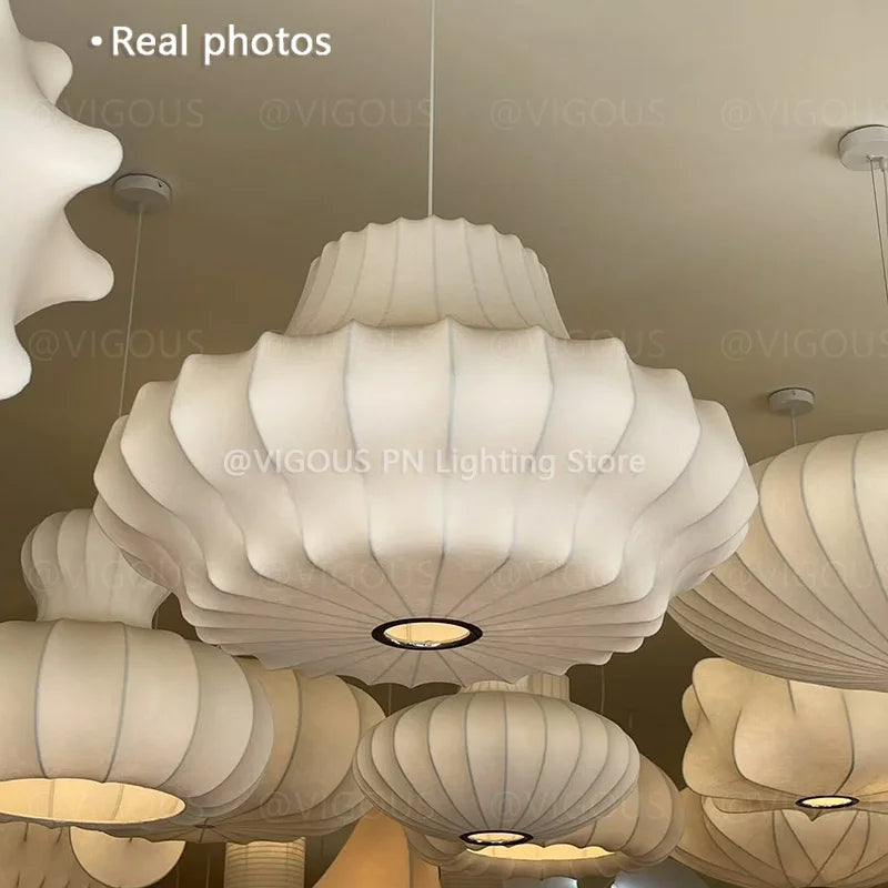 suspension lumineuse moderne blanc beige rayures verticales câble suspendu 4200K 3000K 6500K