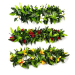 guirlande florale artificielle feuilles vertes fleurs blanches rouges jaunes occasion fête anniversaire noël mariage