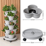 pots fleurs empilables plastique moderne roulettes noir vert foncé rouge gris clair