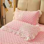 taies d'oreiller vintage blanches franges pièces 48x74cm polyester coton maison