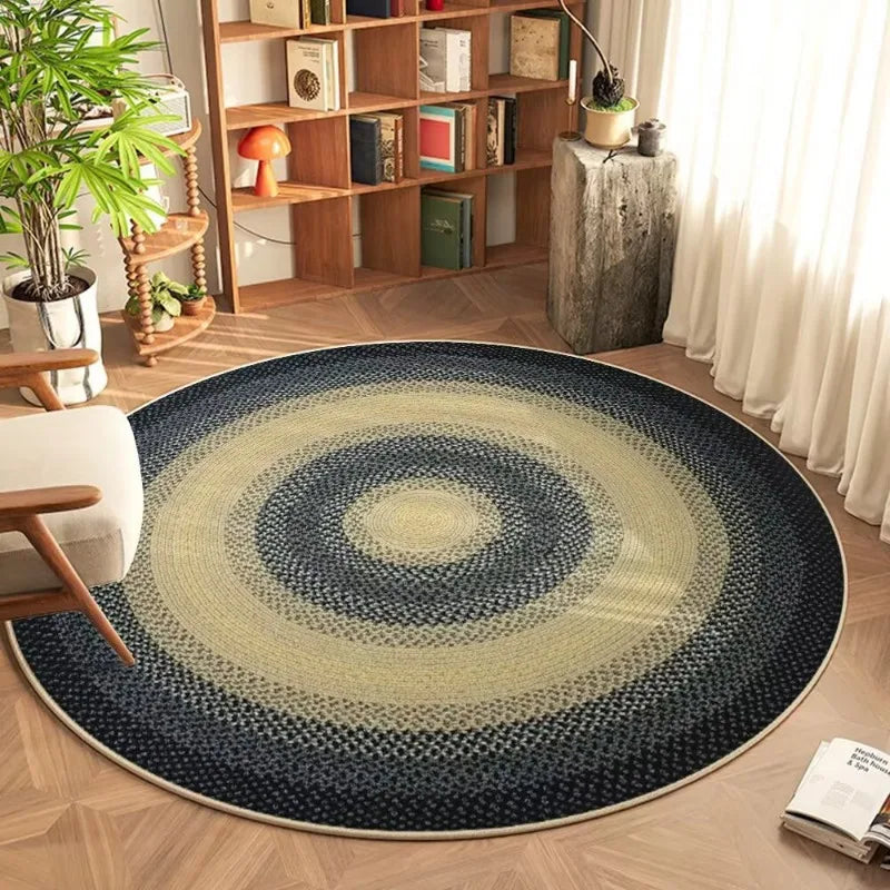 tapis rond moderne floral multicolore gris clair gris foncé vert foncé polyester adhésif salon