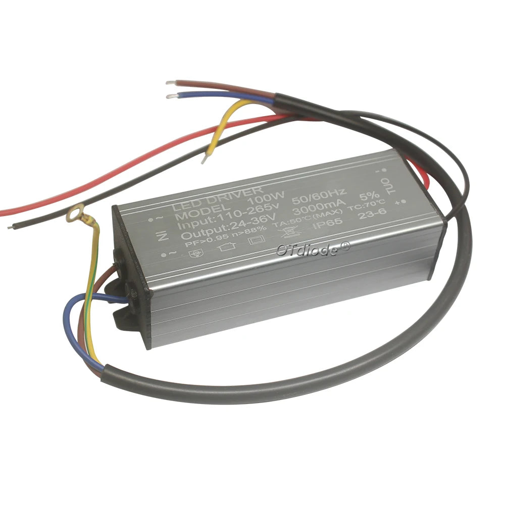 pilote led 100w argenté ip65 ip67 constant current driver câbles colorés certification gs haute