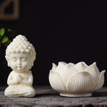 figurine bouddha blanc lotus zen décoration intérieure prière miniature résine