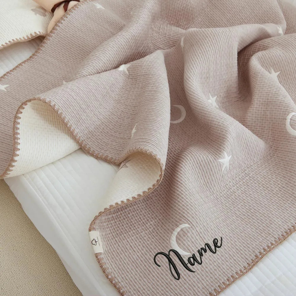 couverture bébé coton rose clair rubans blancs moderne enfantine portable voyage hiver automne