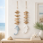 décoration murale hippocampe bois flotté coquillage suspension intérieur thème marin plage