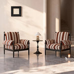 fauteuil classique marron rayures horizontales coussin sofa bois minimaliste moderne salon