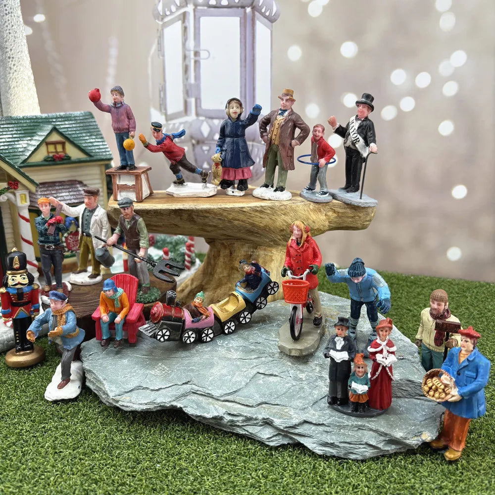figurines miniatures rouge bleu noir beige vert marron classiques adhésives jouets