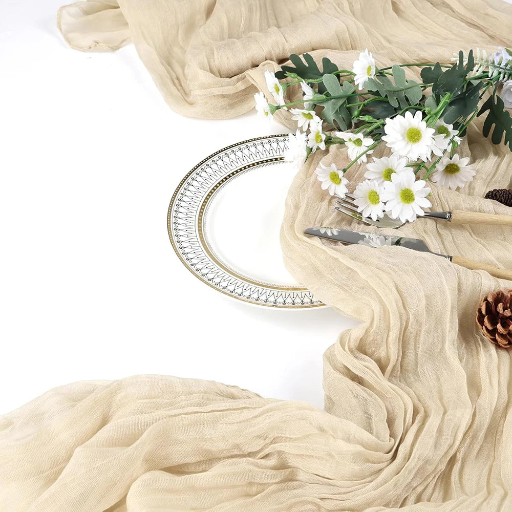 chemin table bordeaux serviette plissée semi transparente décoration mariage fête boho rustique