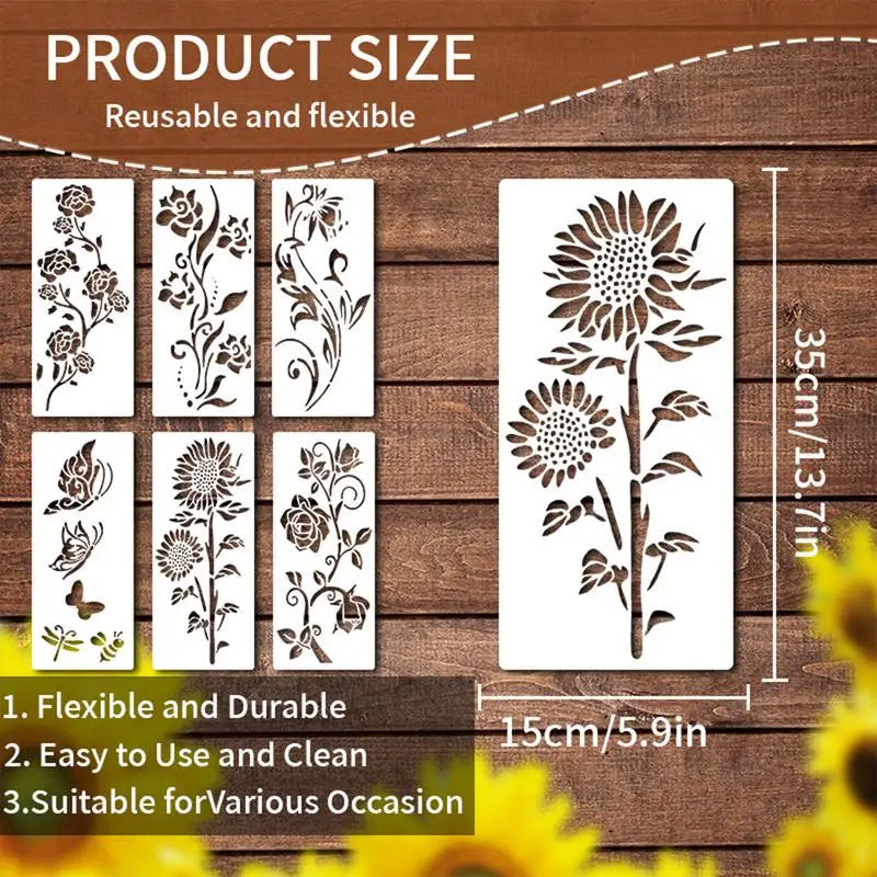 pochoirs réutilisables blancs fleurs artisanal adhésif 35cm 15cm stencil jardin artisanat