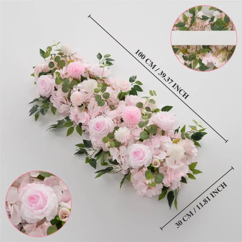 guirlande florale artificielle moderne décoration mariage anniversaire fête extérieure roses blanches vertes