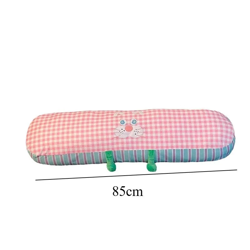 coussin mousse mémoire forme colonne moderne rose vert bleu jaune blanc carreaux animaux 85cm