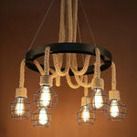 suspension lumineuse industrielle vintage corde naturelle métal noir ampoules opacité