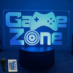 lampe led 3d manette jeu bleu vert violet jaune télécommande moderne